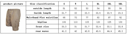 Outdoor shorts, bike shorts with elastic belts, baggy work shorts with multiple pockets, quick-drying printed sweatpants