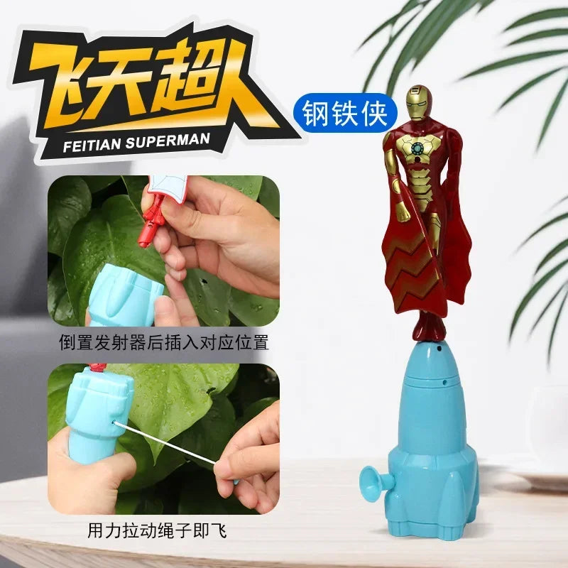 Anime Spiderman Bamboo Dragonfly Flying Toy Iron Man Captain Rotating String Flying Toys Outdoor Toy for Boys Children Gift 2026
