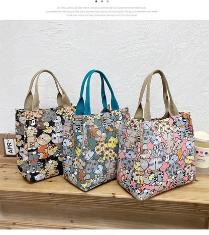 Fashionable Top-handle Bag with Cute Cat Pattern, Portable Mommy Bag for Women