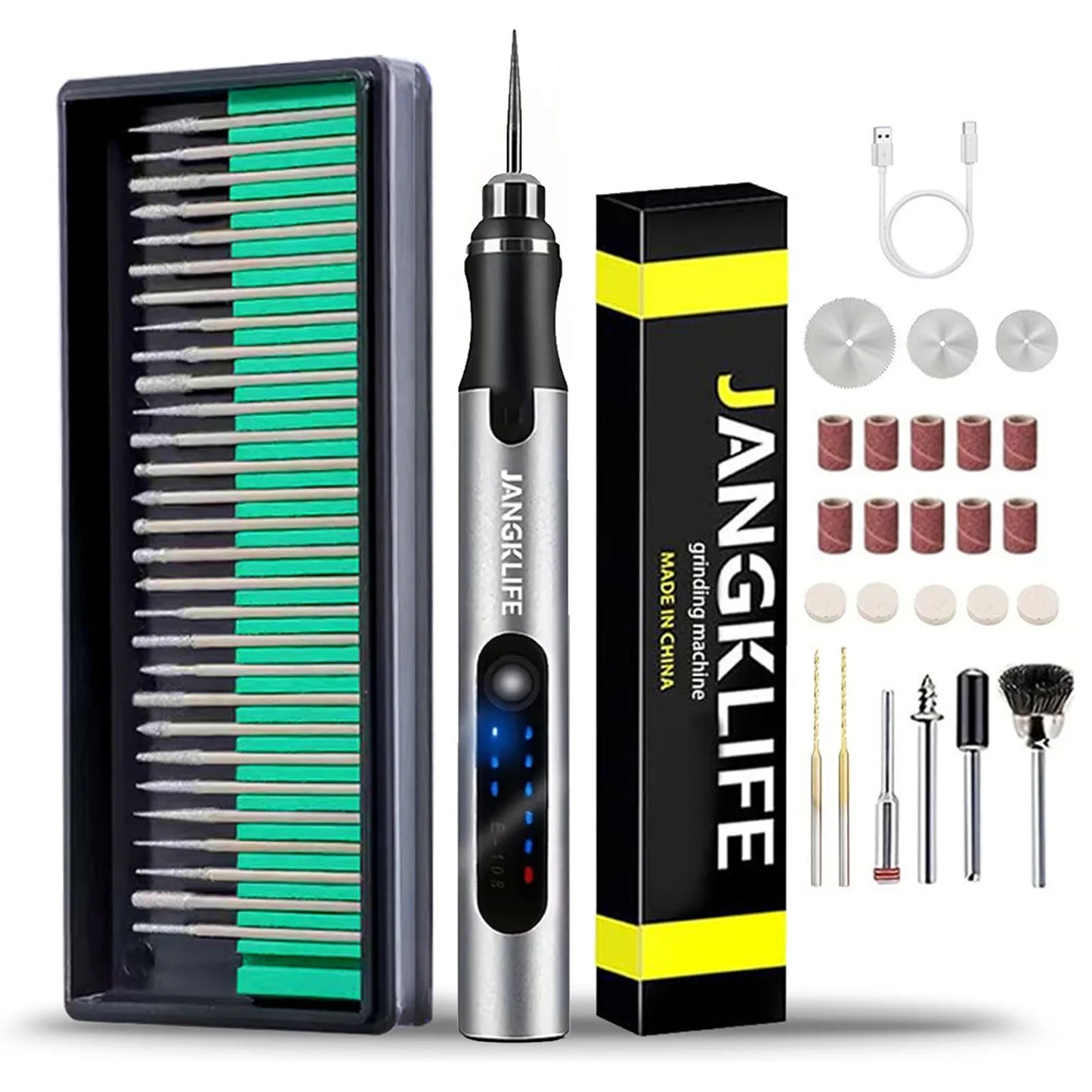 JANGKLIFE USB Cordless Rotary Tool Kit Woodworking Engraving Pen DIY For Jewelry Metal Glass Mini Wireless Drill