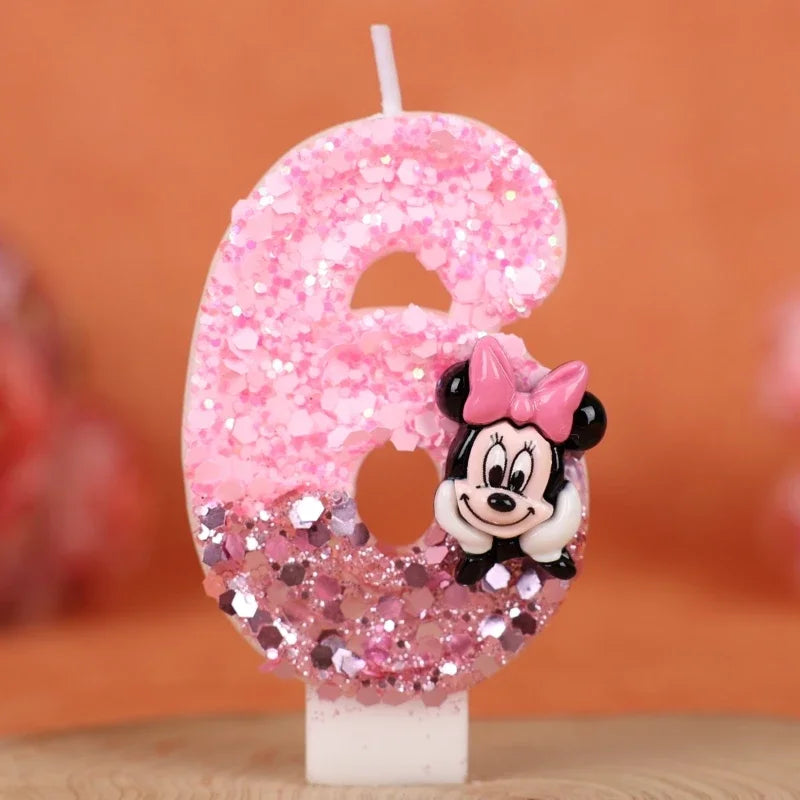 3D Number Birthday Cartoon 0-9 Minnie Mouse Candles Cake Anniversary Party Plug-in Birthday Cake Decoration Supplies DIY Gifts