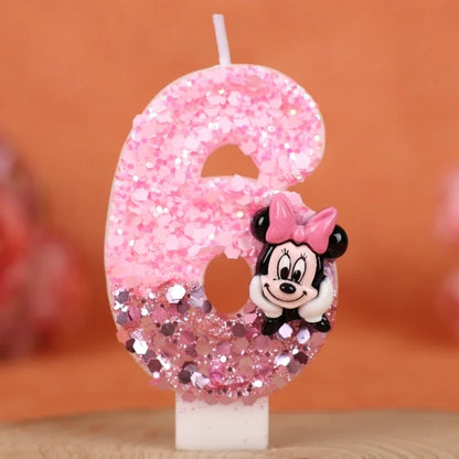 3D Number Birthday Cartoon 0-9 Minnie Mouse Candles Cake Anniversary Party Plug-in Birthday Cake Decoration Supplies DIY Gifts