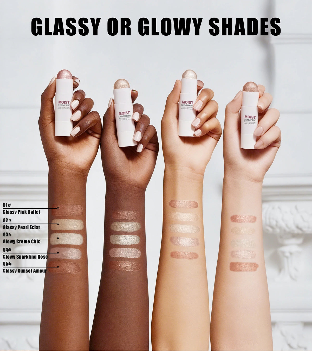 [Natural Glowup] 1pc Glowup Highlighter Stick | Natural Brightening Face Contour & Highlight Makeup, Medium Coverage, Buildable