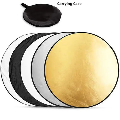 RF01 24" Reflector 5in1 30CM 60CM 80CM 110CM Silver White Gold Portable Collapsible Soft Light Round Photography for Studio 2in1