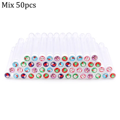 100/50pcs Christmas Eyelash Brush Tube Reusable Eyebrow Brushes Mascara Wand Dust-proof Storage Tubes Cosmetics Makeup Tools