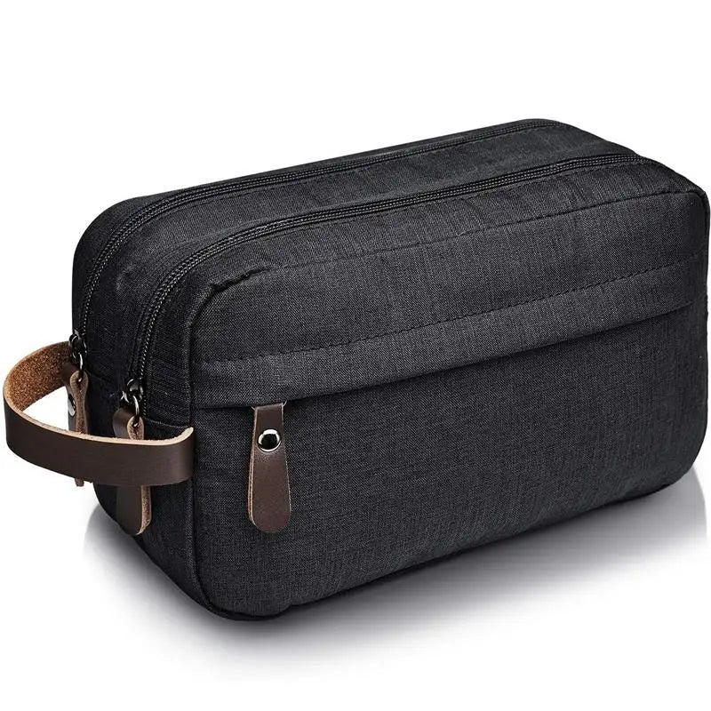 Foldable Men's Travel Toiletry Bag, Large Capacity Oxford Cloth Waterproof Bag, Double-Layer Storage for Cosmetics & Toiletries