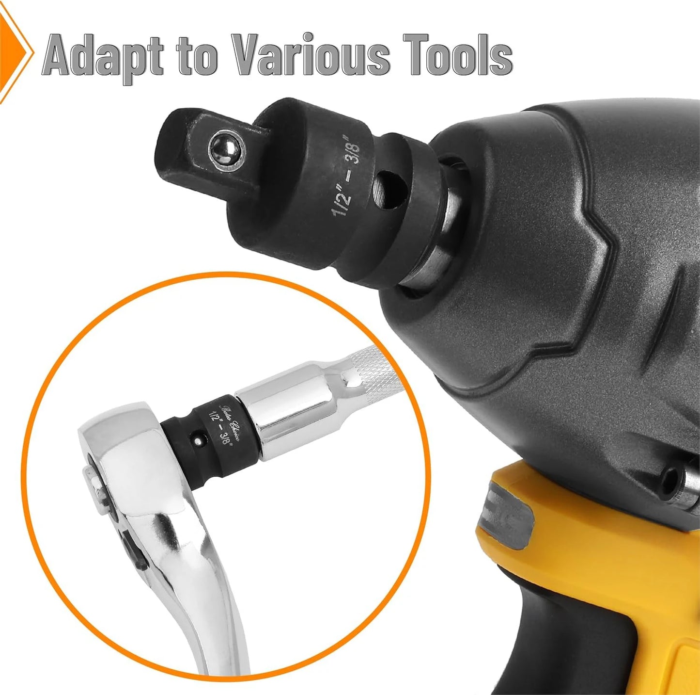 Professional 4/6/8/10 Impact Socket Wrench Adapter Set 1/4 3/8 1/2 3/4 Inch Square Drive Adaptor Reducer Spanner Tool ﻿with Case