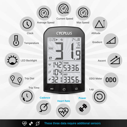 CYCPLUS M1 GPS Bicycle Computer Cycling Speedometer Bluetooth 5.0 ANT+ Ciclismo Speed Meter for Garmin Zwift Bike Accessories