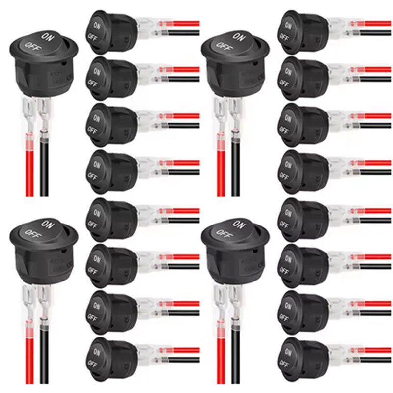 12V Round Rocker Switch AC 6A/250V 10A/125V SPST 2 Pin 2 Position On/Off Toggle Switch for Car Boat Automotive RV Black