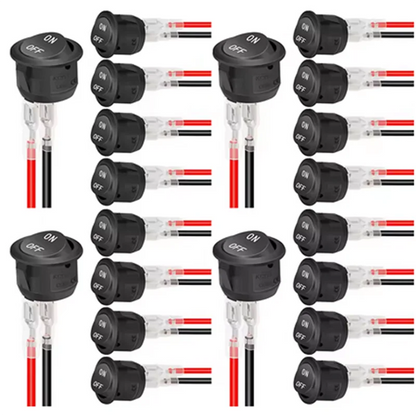 12V Round Rocker Switch AC 6A/250V 10A/125V SPST 2 Pin 2 Position On/Off Toggle Switch for Car Boat Automotive RV Black