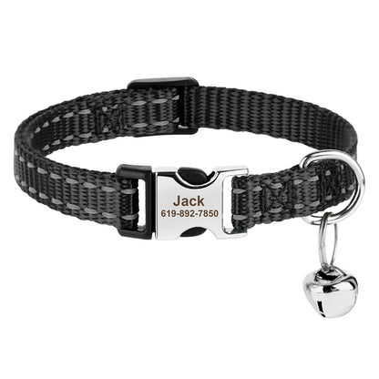 Personalized Printed Cat Collar Adjustable Kitten Puppy Collars With Free Engraved ID Nameplate Bell Anti-lost Cats Collars