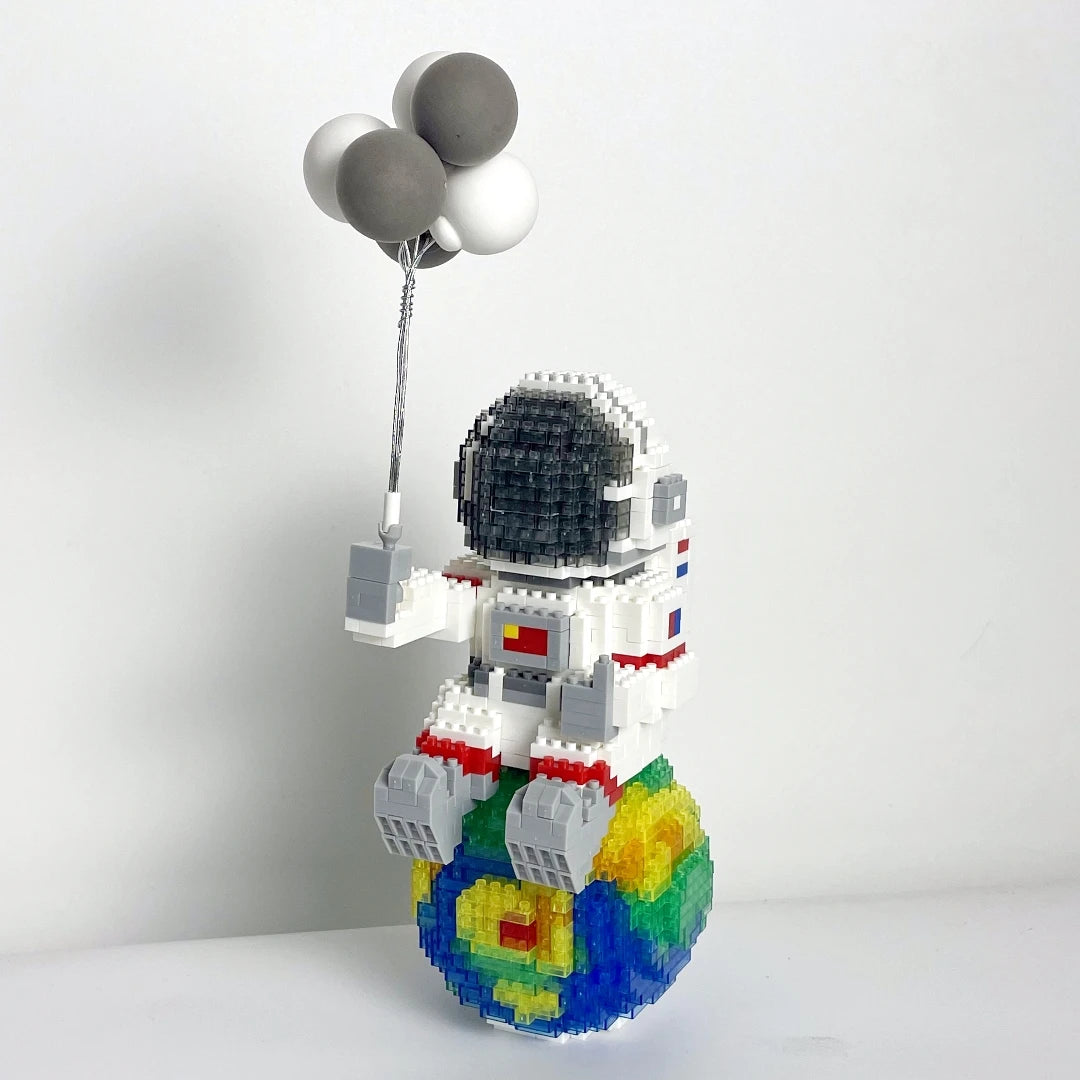 Astronaut Series Micro Mini Building Blocks with LED Lights, Enhances Desk Aesthetics, Pen Holder Assemble Brilliance the Cosmos