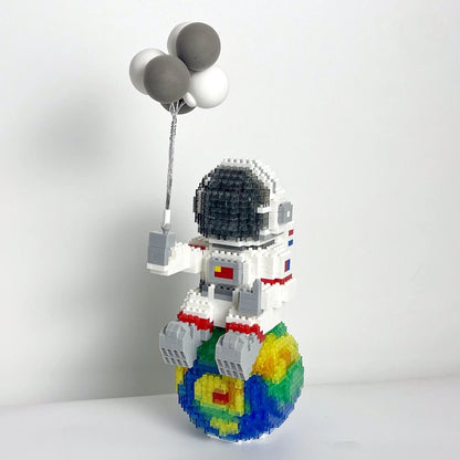 Astronaut Series Micro Mini Building Blocks with LED Lights, Enhances Desk Aesthetics, Pen Holder Assemble Brilliance the Cosmos