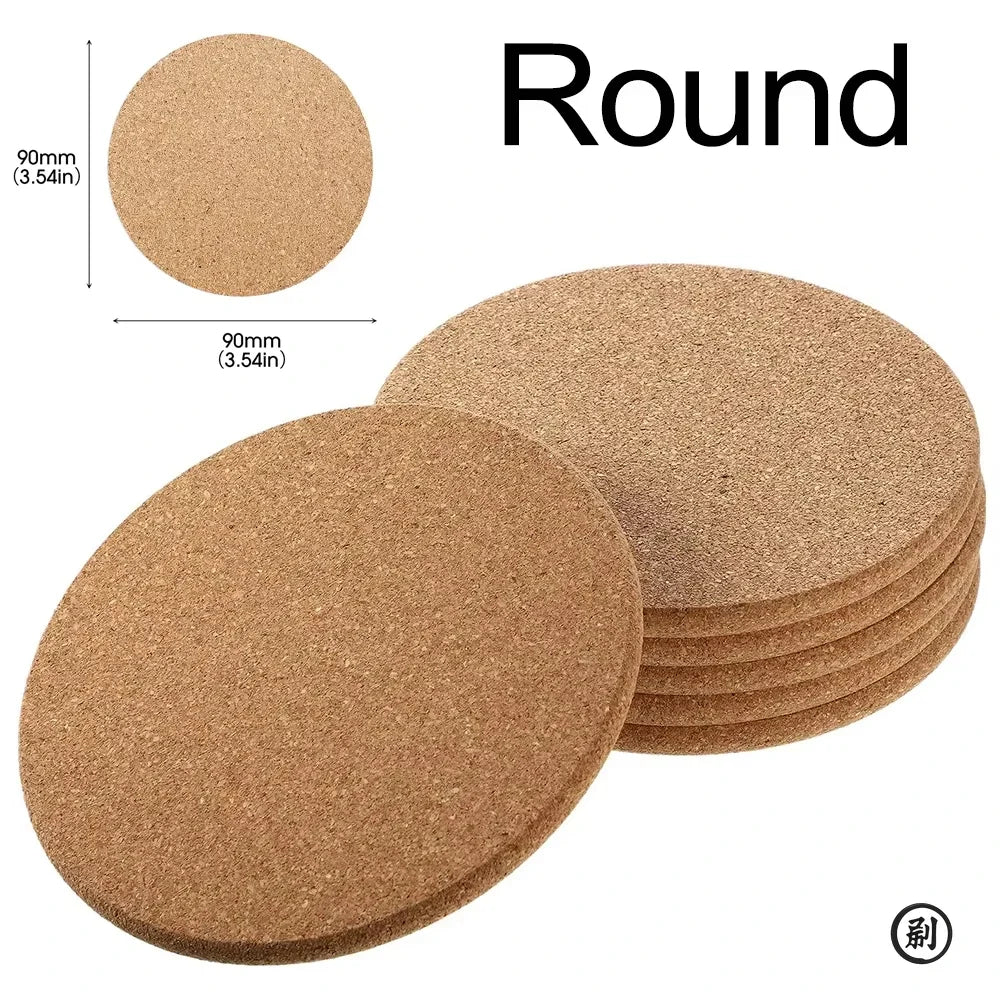 1/5/10PCS Mat Natural Round Wooden Pad Durable Non-Slip Cork Coaster Tea Coffee Mug Drinks Holder for Table Decor DIY Tableware