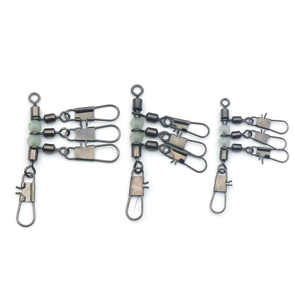 FishTrip 3 Way Swivels 10Pcs T Shape Cross Line Swivel with Glow Beads for Surf Fishing Connector Swivels Interlock Pin