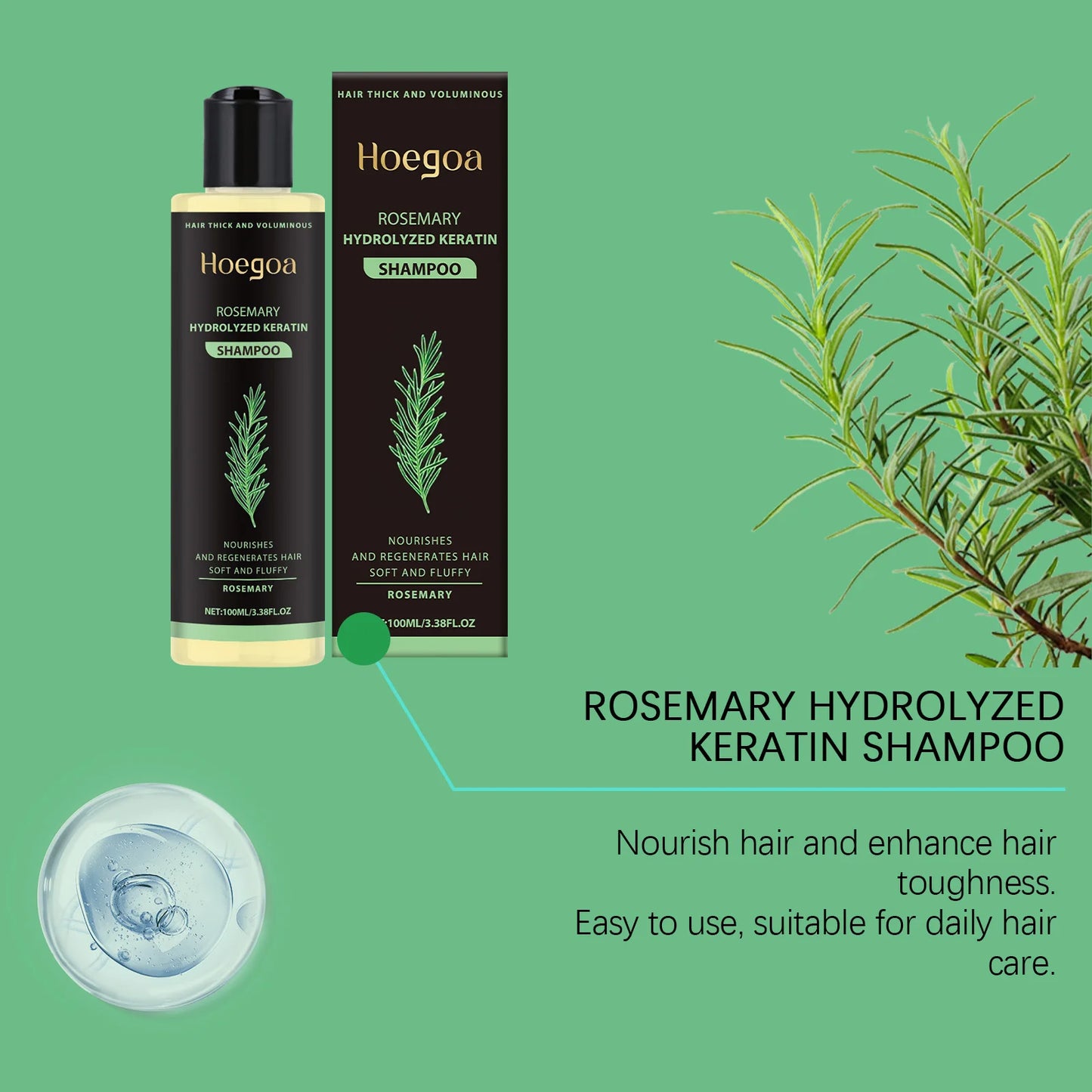 Natural Rosemary Hair Shampoo Reduce Hair Loss Clean Dandruff Nourish Moisturize Scalp Improve Hair Quality Hair Care Product