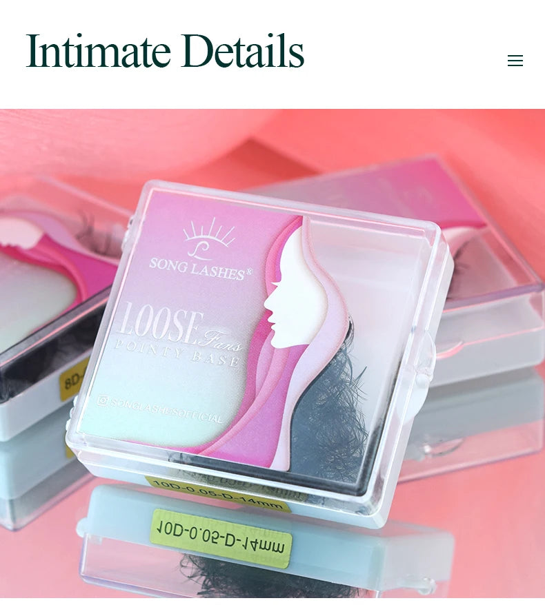 Song lashes Promade Fans 3D-10D07Pointy base loose fans Sharp thin root Korea PBT material 500 Fans Eyelash Extensions Choice