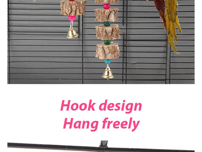 Natural Wooden Parrot Bird Toy Wood Parrot Chew Toy Chewing Cardboard Destroy Birds Toy Bird Cage Decoration Bird Supplies D9252