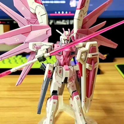 ZGMF-X10A HG 1/144 Freshman Freedom Mecha Assembly Model Action Figures Cherry Blossom Color Scheme Children Toy Gift Decorate