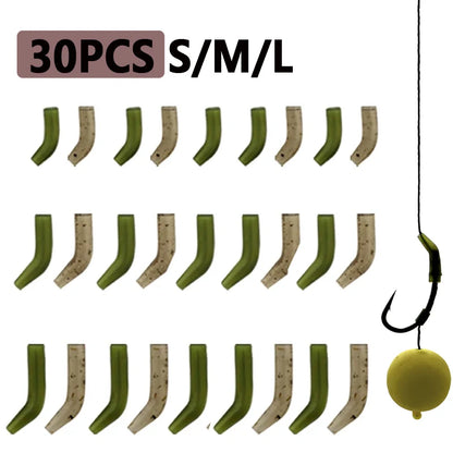 30pcs Terminal Carp Fishing Anti-Tangle Sleeves Connect with Fishing Hook Rubber Tip Tube Positioner Terminal Fishing Tackles