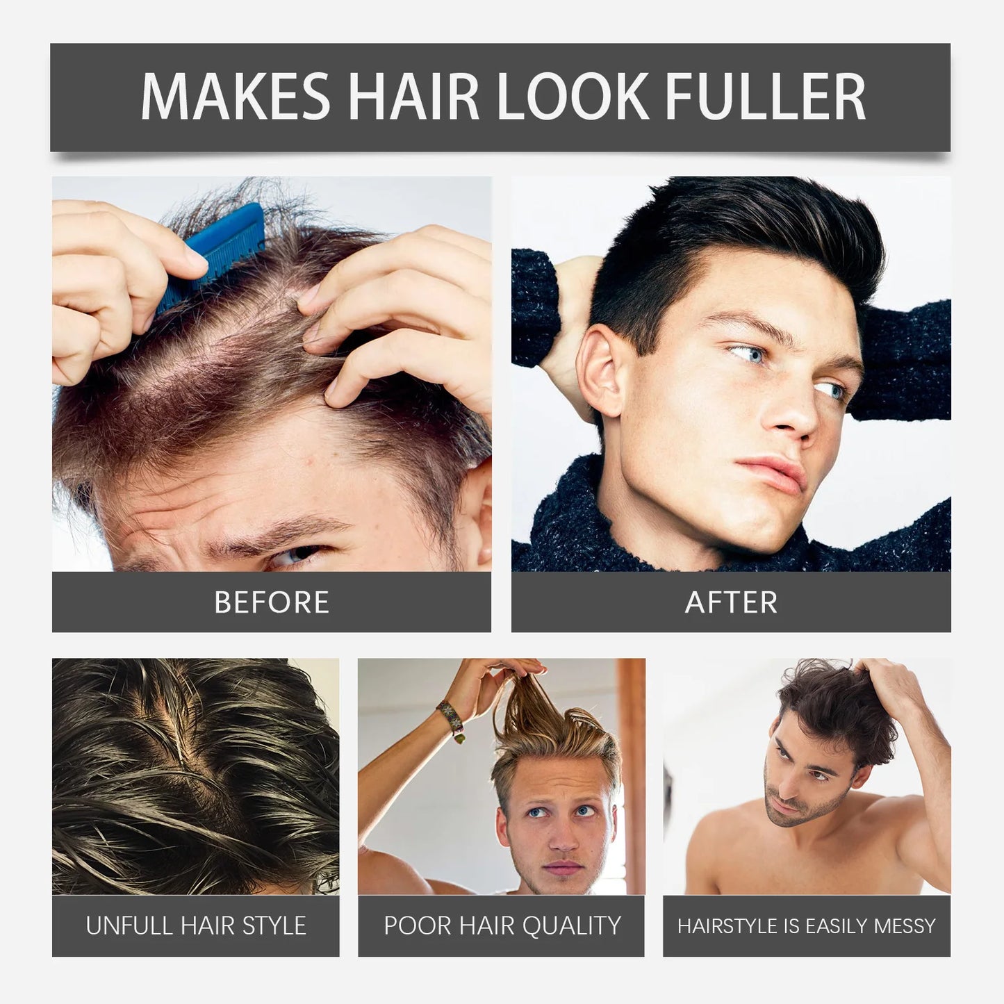 Men Hair Waterproof Concealer Hairline Shadow Root Cover up Repair Forehead Makeup Durable Hair Concealer Liquid Cream 50g