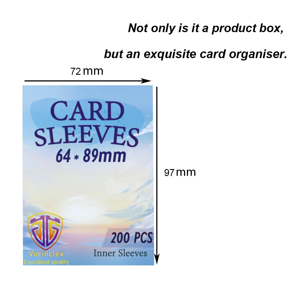 200PCS Transparent Standard Size Inner Card Sleeves Perfect for Double-sleeving, 64X89MM TCG Card Sleeves Card Protector for MTG