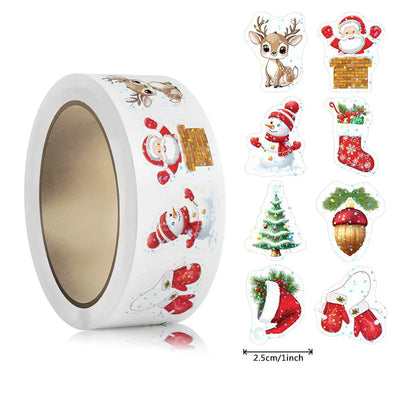 500pcs Laser Cartoon Christmas Stickers Christmas Gift Wrapping Label Sticker Reward Stickers Scrapbook Stationery,1"