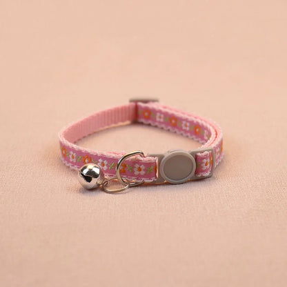 Hand Knitting Flower Pet Collar With Bell Colorful Retro Style Cat Collar Adjustable Safety Necklace For Puppy Cat Accessories