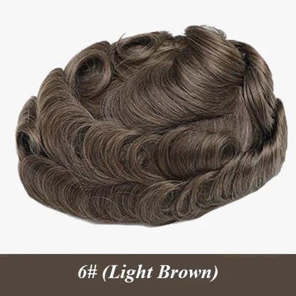 Male Hair Prosthesis 0.12-0.14mm Injection Skin Toupee Man Wigs For Men Wig Men's capillary prothesis 100% Human Hair Men's Wigs