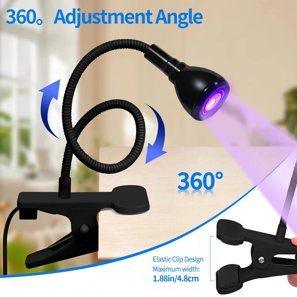Quick-Drying Nail Lamp Usb Clip Desk Lamp 360 Degree free Rotation Light Nail Polish Uv Curing Violet Light Quick drying