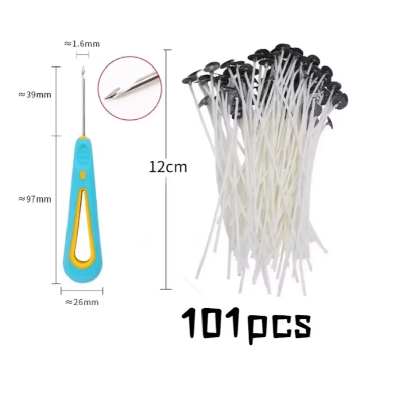 100pcs Waxed Cotton Candle Wicks Set with Stand Original Smokeless Candle Wicks Soy Oil Wax Core Woven Making Candles Supplies