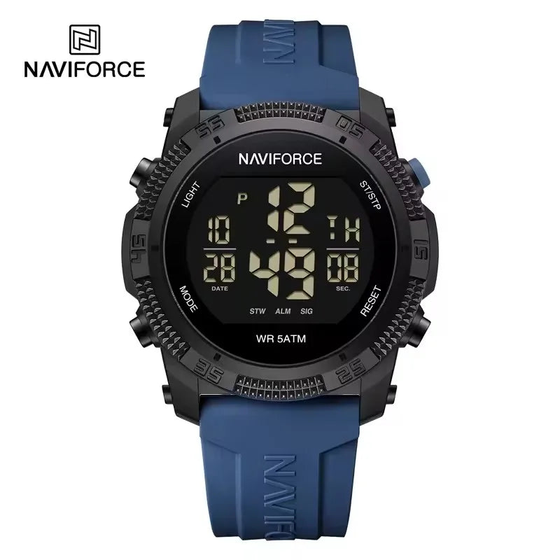 NAVIFORCE 7104 Sports Men's LCD Digital Leisure Date Week Alarm Clock Waterproof Silicone Strap Electronic Watch électronique