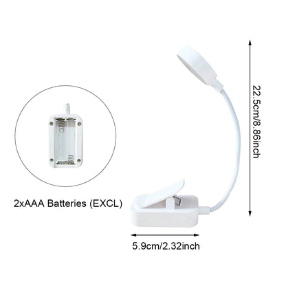 Runtowo LED Clip On Book Light Portable Reading Light Battery Powered 3 Color Eye Protection Stepless Dimmable Mini Desk Lamp
