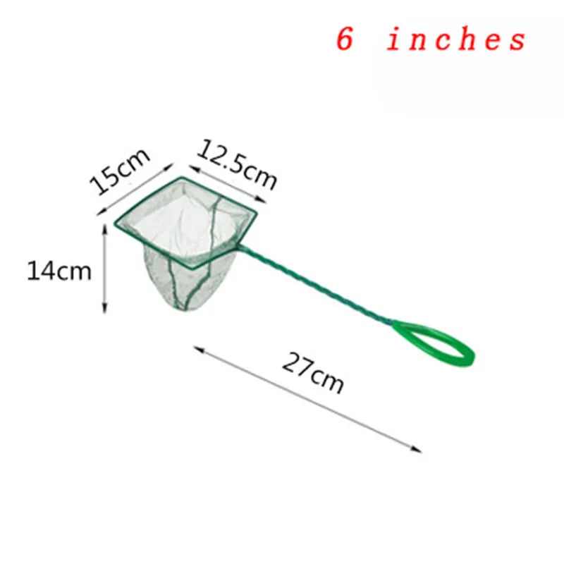Large 3-12 Inches Fish Net Long Handle Square Aquarium Accessories Betta Shrimp Net Fishing Net Fish Tank Cleaning Tools