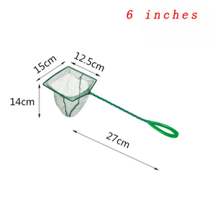 Large 3-12 Inches Fish Net Long Handle Square Aquarium Accessories Betta Shrimp Net Fishing Net Fish Tank Cleaning Tools