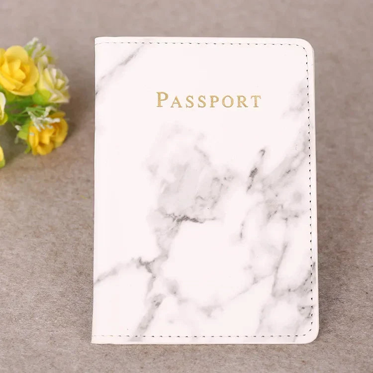 Women Fashion Pink Marble Pattern Travel Passport Cover Holder Bag Credit Cases Thin Ticket Protective Essentials Accessories