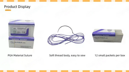 Veterinary absorbable suture, polyglycolic suture 3-0  (0/2-0/3-0/4-0 medical suture) (12 pcs/90cm round suture/reverse suture)