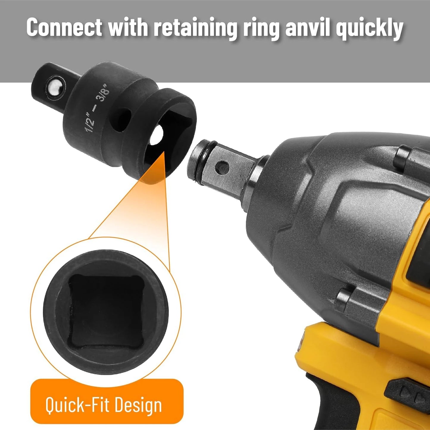 Professional 4/6/8/10 Impact Socket Wrench Adapter Set 1/4 3/8 1/2 3/4 Inch Square Drive Adaptor Reducer Spanner Tool ﻿with Case
