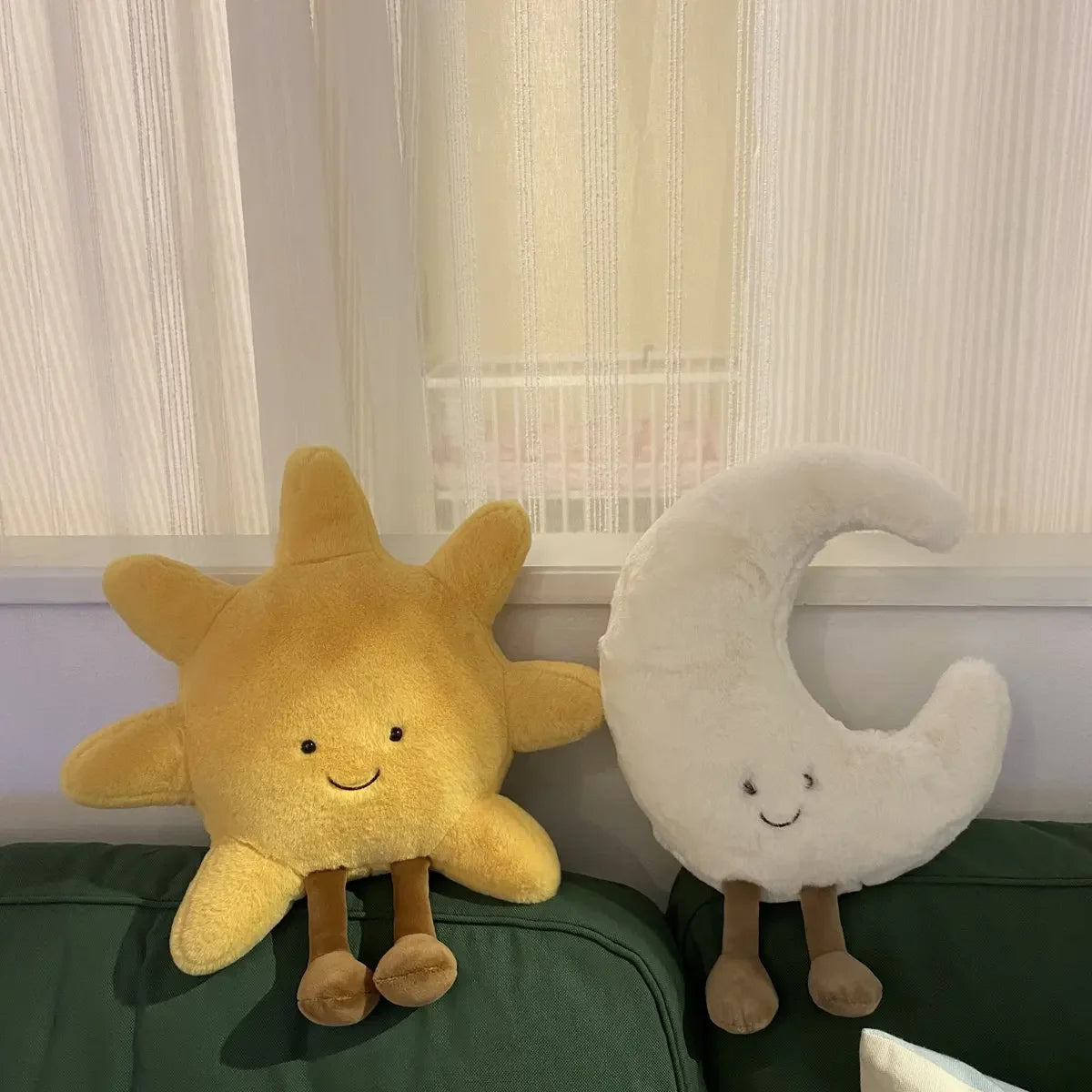 High Quality Smile Face Moon Yellow Sun Plushie Cushion Stuffed Cute Weather Plush Toy for Kid Bedroom Decor Sofa Throw Pillow
