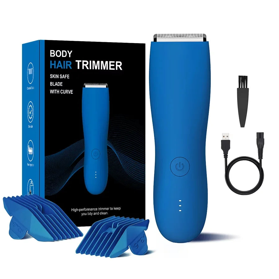 [IPX6] Men's Groin/Body Trimmer w/ SkinSafe - Foil Blades & Precision, Rechargeable Ball Shaver for Sensitive Skin