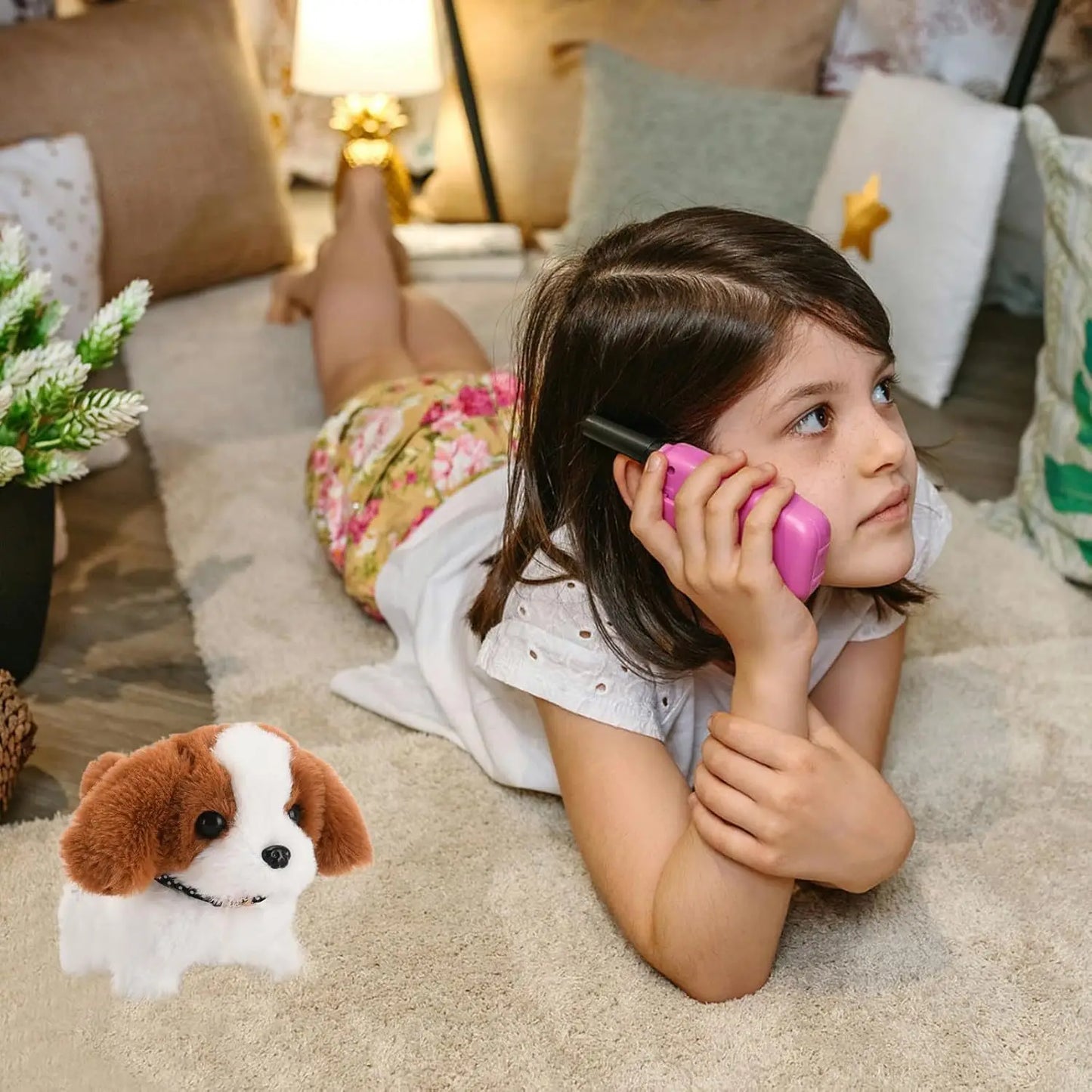 Simulated plush electronic dog, robotic dog, electronic pet that walks and barks, electric puppy toy, holiday gift