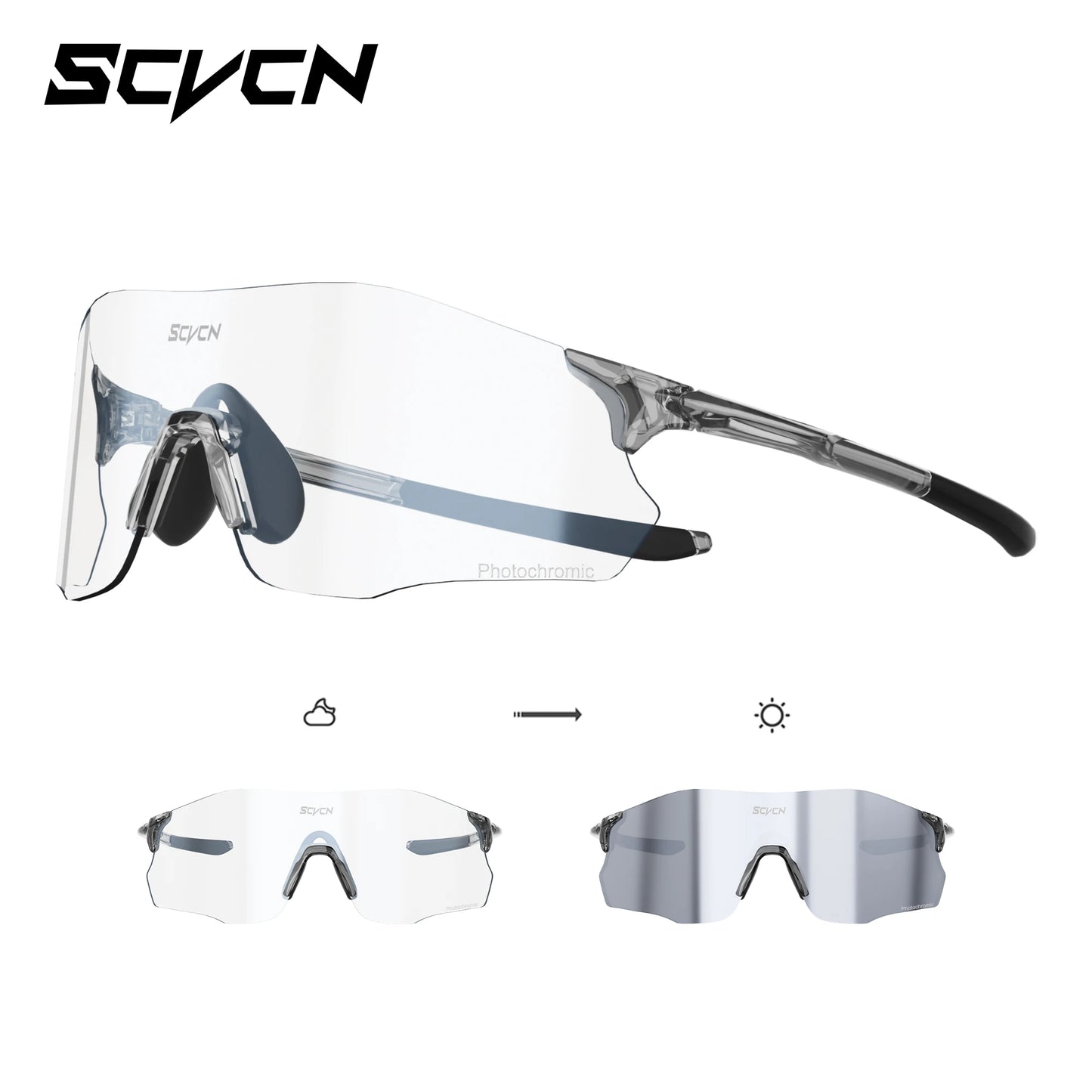 SCVCN Photochromic Cycling Glasses Man Bicycle Eyewear Cycling Running Women Bike UV400 Goggles Outdoor Sports Sunglasses