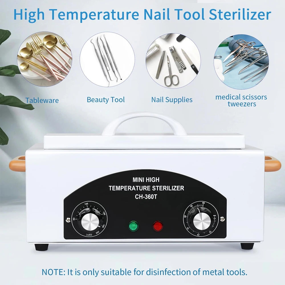 High Temperature Cleaning Box with Timer Dry Heat Sterilizer For Sundry Beauty Hair Nail Metal Tools With Handle