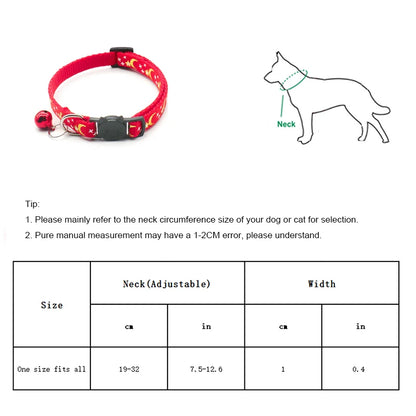 New Gold Stars and Moon Cat Collar with Reflective Safety Buckle and Bell Adjustable Cats And Small Dogs Collars