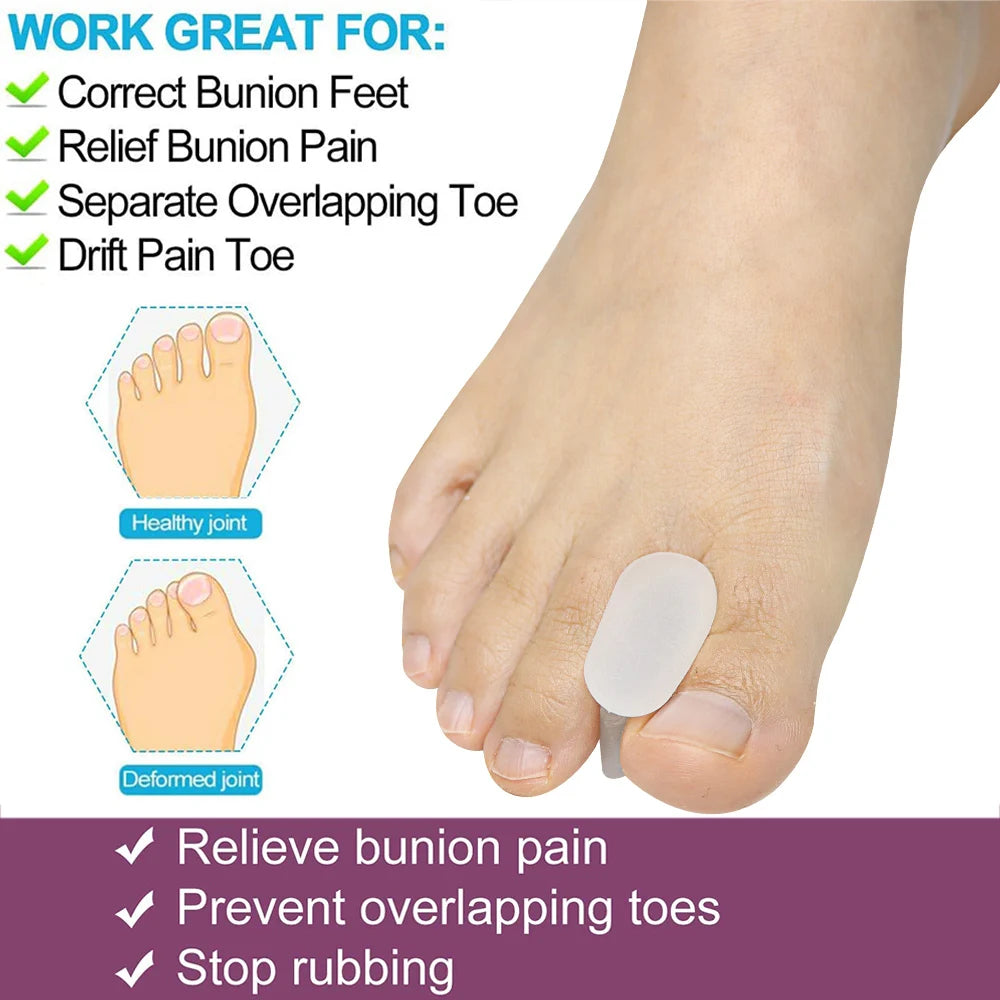 Pexmen 2/4Pcs Toe Spacers Separators Bunion Corrector Gel Toe Protector for Straightening Overlapping Toes for Men and Wom