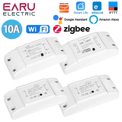 Tuya eWeLink WiFi ZigBee 10A DIY Mini WiFi Smart Light Switch Breaker Module Voice Wireless Remote Control for Alexa Google Home