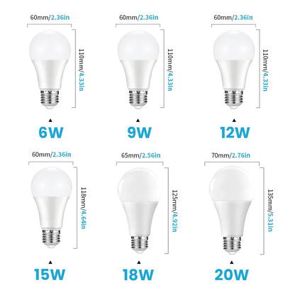 6pcs  Radar Motion Sensor Light Bulb 220V 110V E27 LED Lamp Smart Infrared Bulb 6W 9W 12W 15W 18W 20W Working in Night Darkness