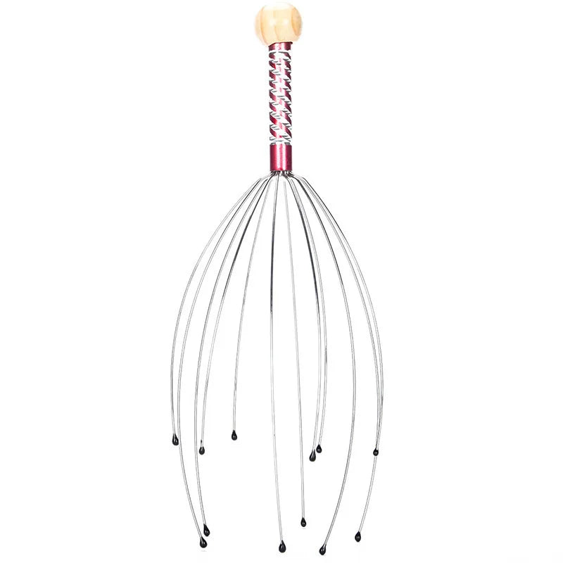 Relax Octopus Head Massager Stainless Steel Engraved Head Relaxer Brain Massage Claw Scalp Scratcher Itch Reliever Random Color