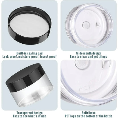 12PCS Plastic Cream Jars Sample Beauty Containers with Leak Proof Wide Mouth Travel bottle for Toiletries Cream 2/3/5/10/15/20ml