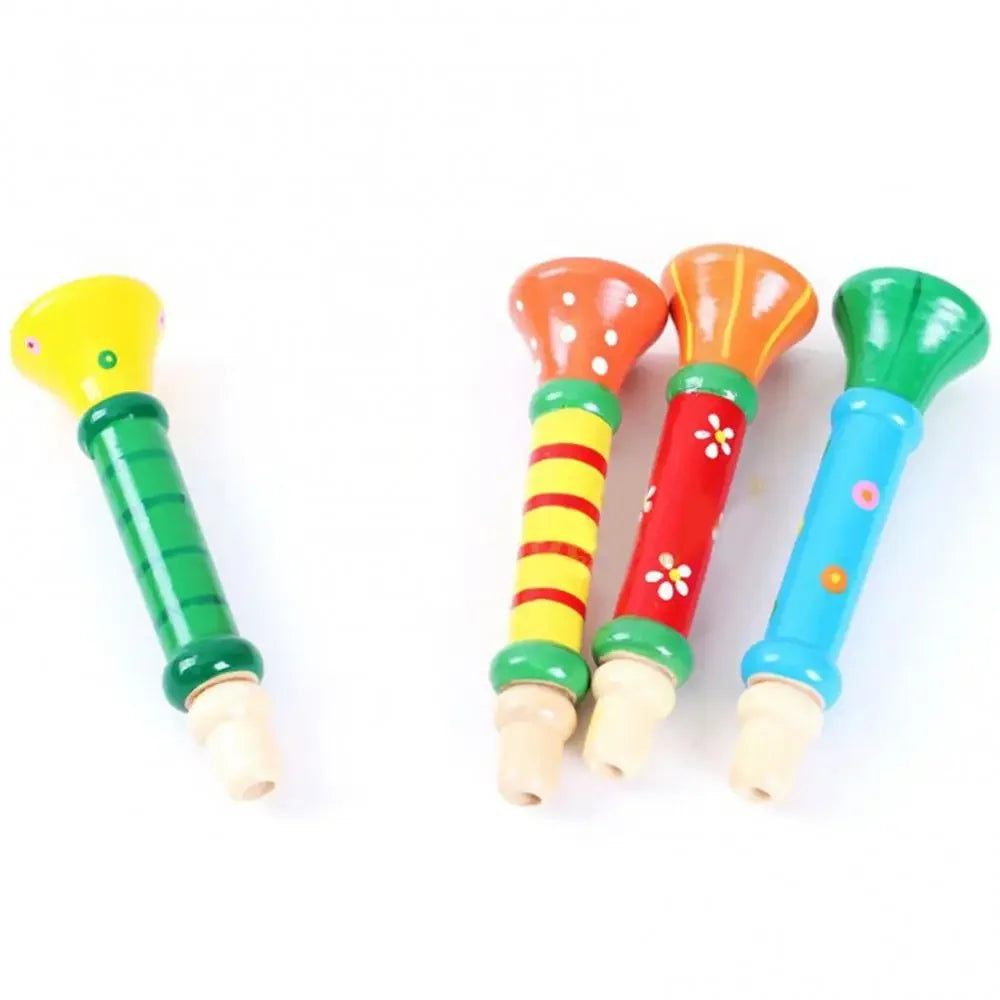 1Pc Wooden Trumpet Toy Horn Whistle Musical Instrument for gifts Toys Sound Training Games
